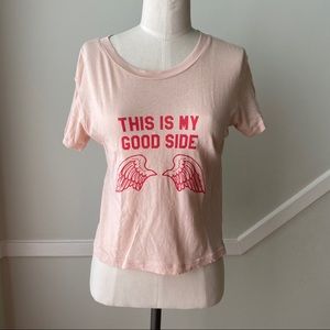 WILDFOX Good Side Angel Wings Cropped T-Shirt Size Medium New